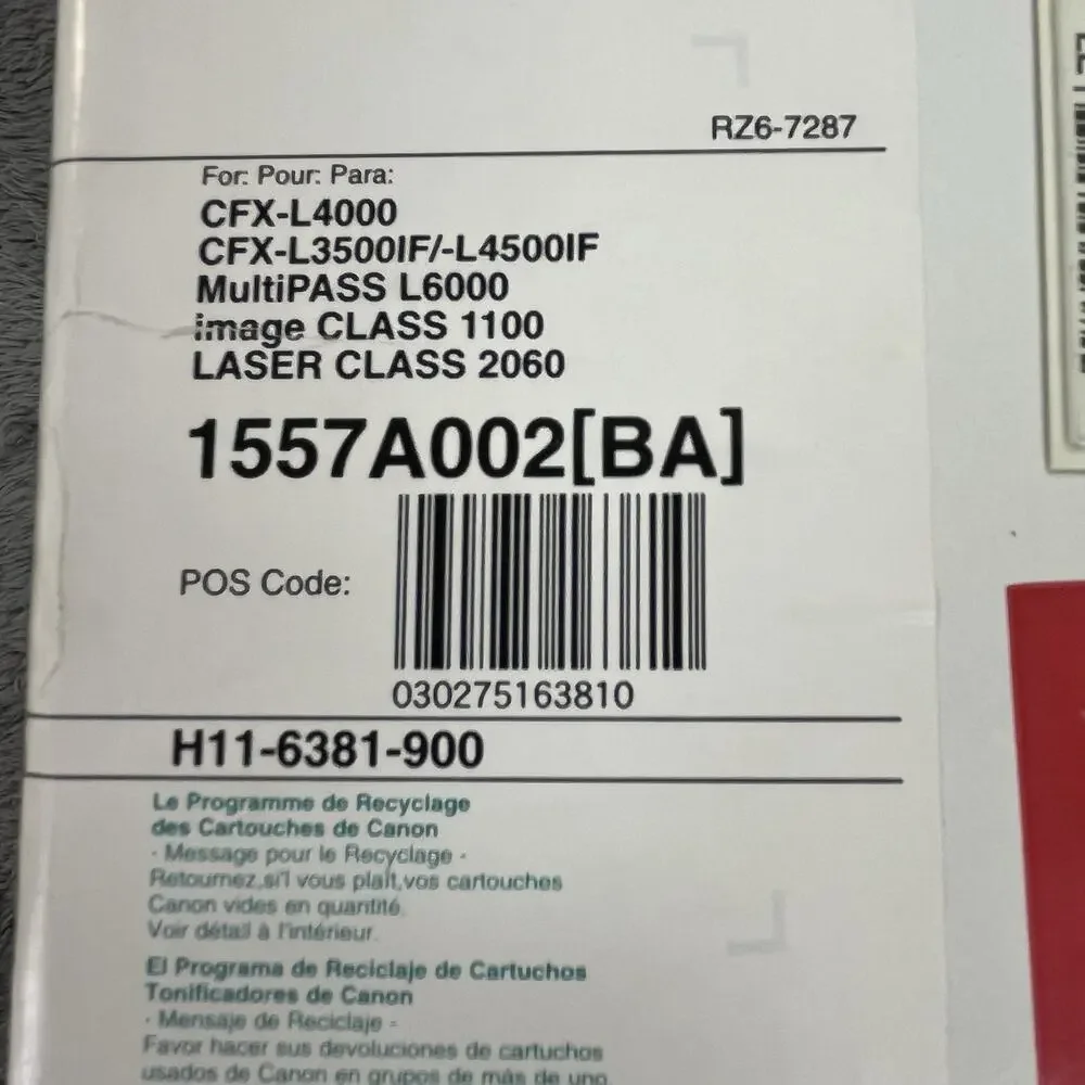 Genuine Canon FX3 Black Toner Cartridge 1557A002 BA New Faxphone L75 L80 CFX-L40